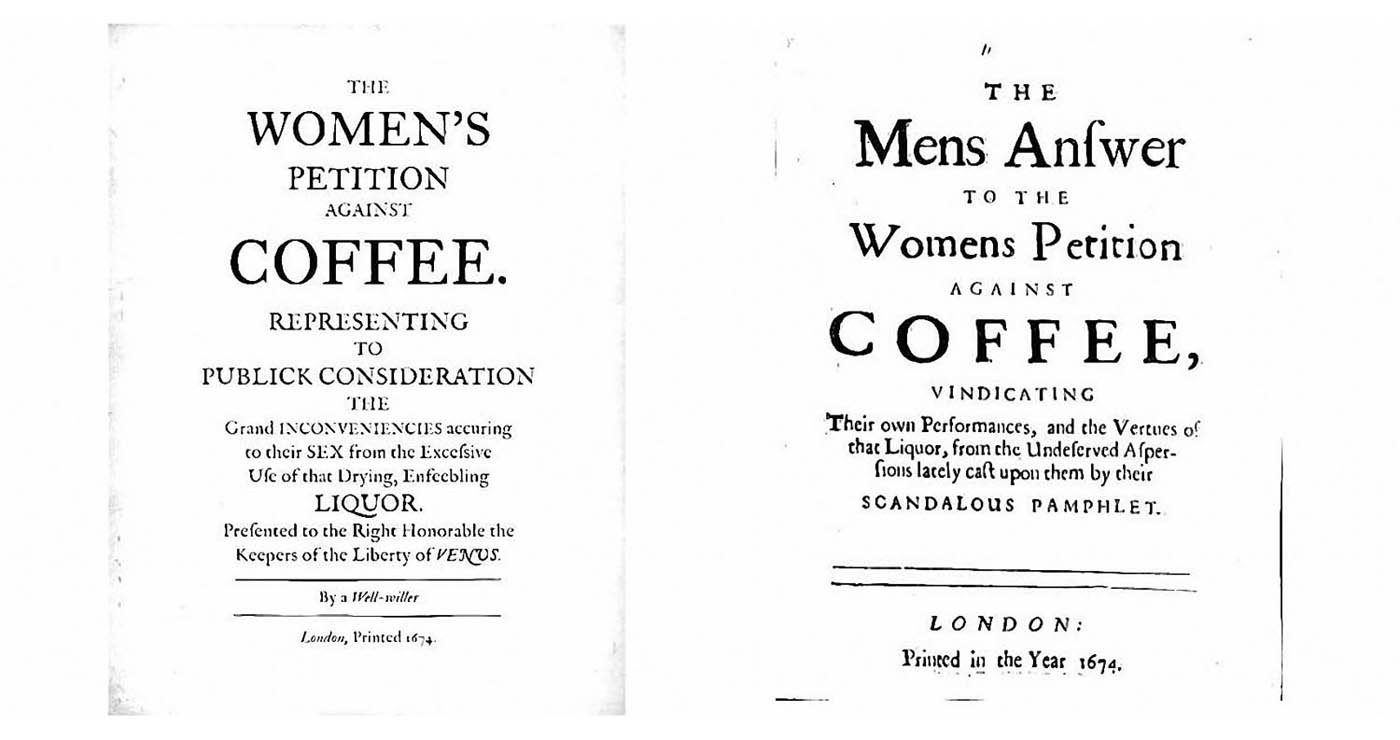 «Женская петиция против кофе» и «Мужской ответ на Женскую петицию против кофе», 1674 год.